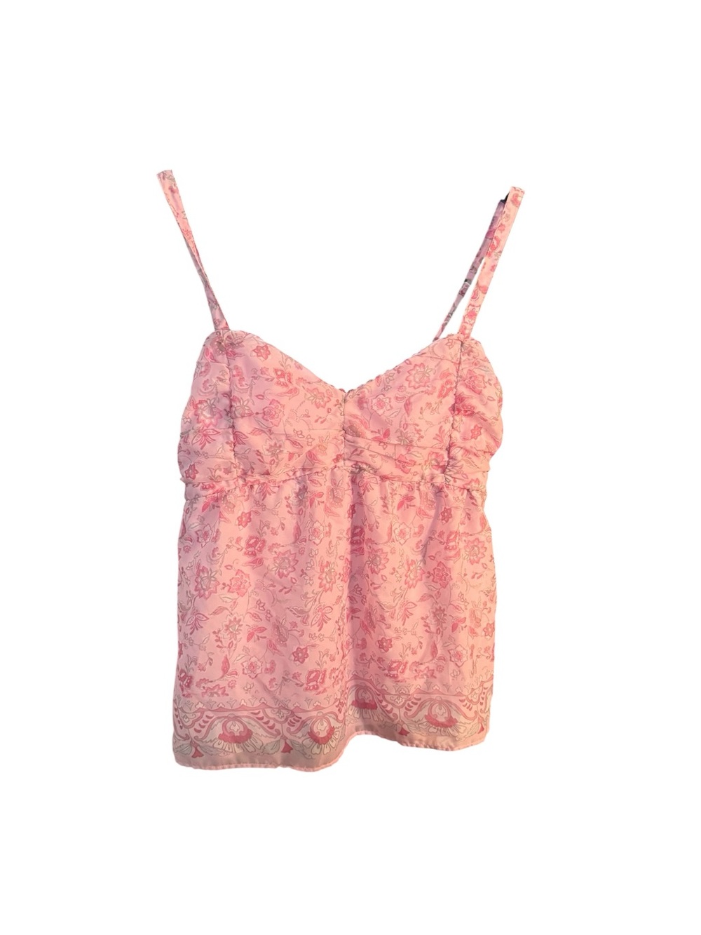 Hollister Y2K Pink Floral Smocked Camisole Top XL